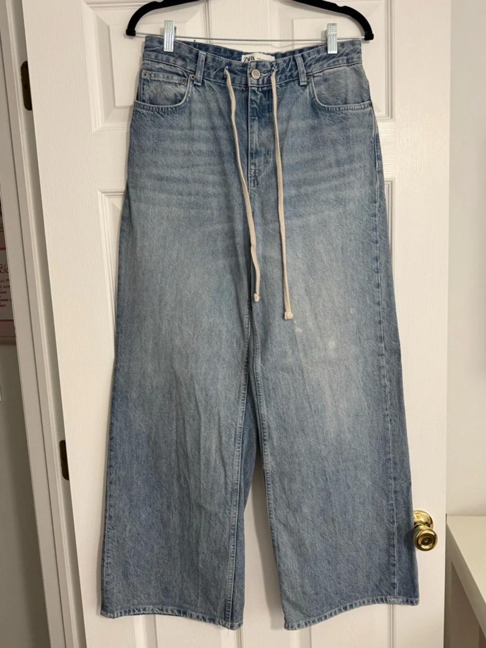 NWOT Zara Mid-Rise Wide Leg Drawstring Jeans - Picture 2 of 4